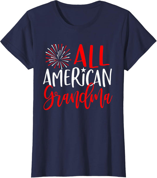 Womens 4th of July Family Matching Shirts All American Grandma T-Shirt