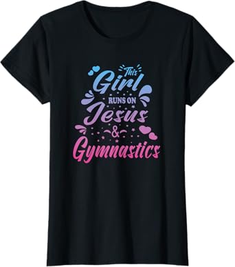 This Girl Runs On Jesus And Gymnastics Christian Women Kid T-Shirt
