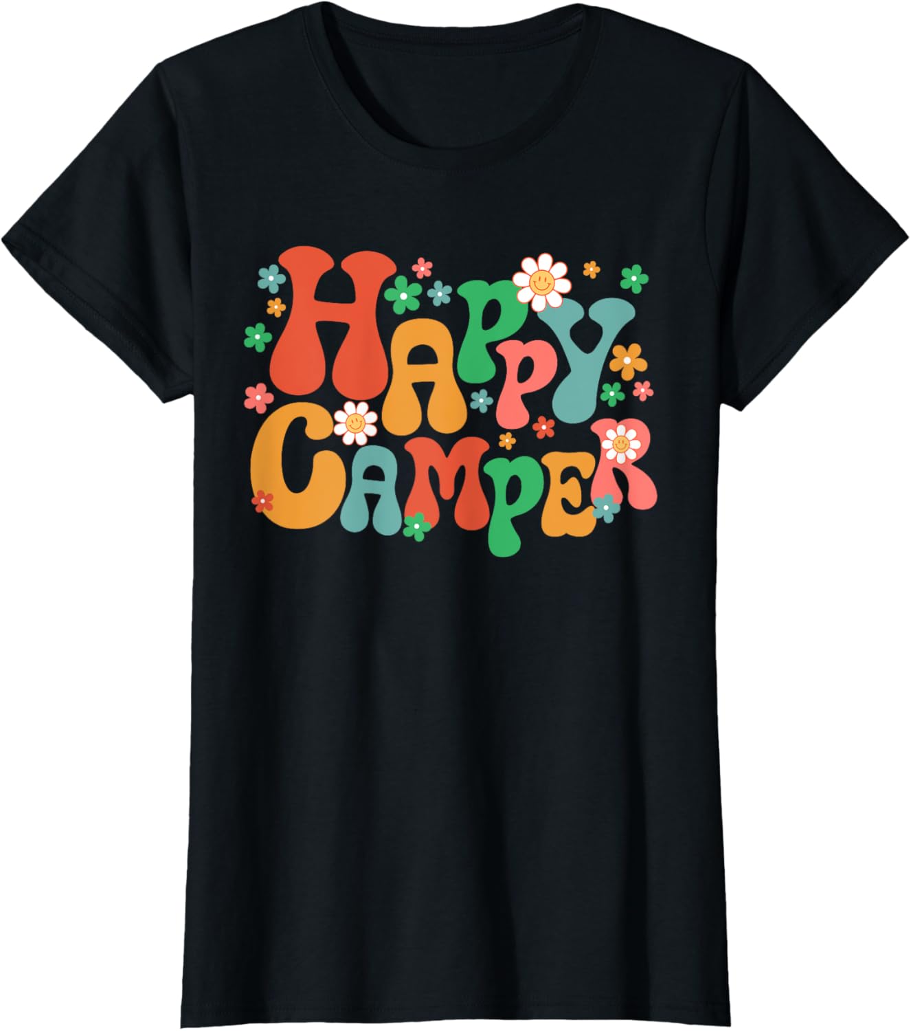 Happy Camper Retro Summer Camp Camping Trip Women's Girls T-Shirt