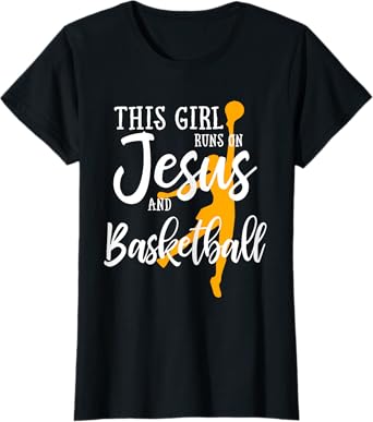 This Girl Runs On Jesus And Basketball Christian Gift T-Shirt