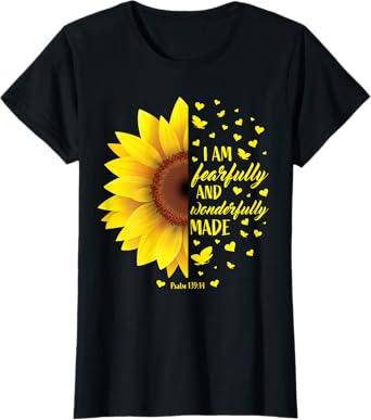 Christian Bible Verse Gifts Women Teen Girls Cute Sunflower T-Shirt