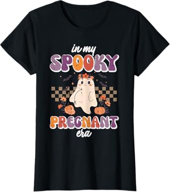 Halloween My Spooky Pregnant Era Retro Ghost Costume Women T-Shirt