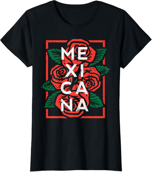 Mexican Independence Day Mexicana Roses Women Girls Kids T-Shirt