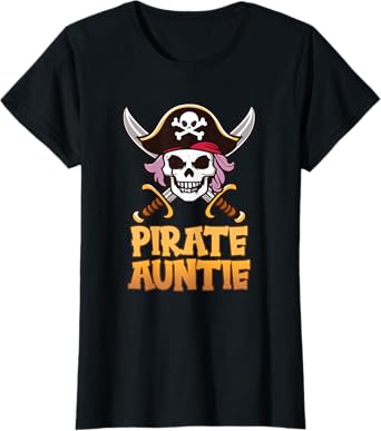 Pirate Auntie Funny Captain Matching Halloween Costume T-Shirt
