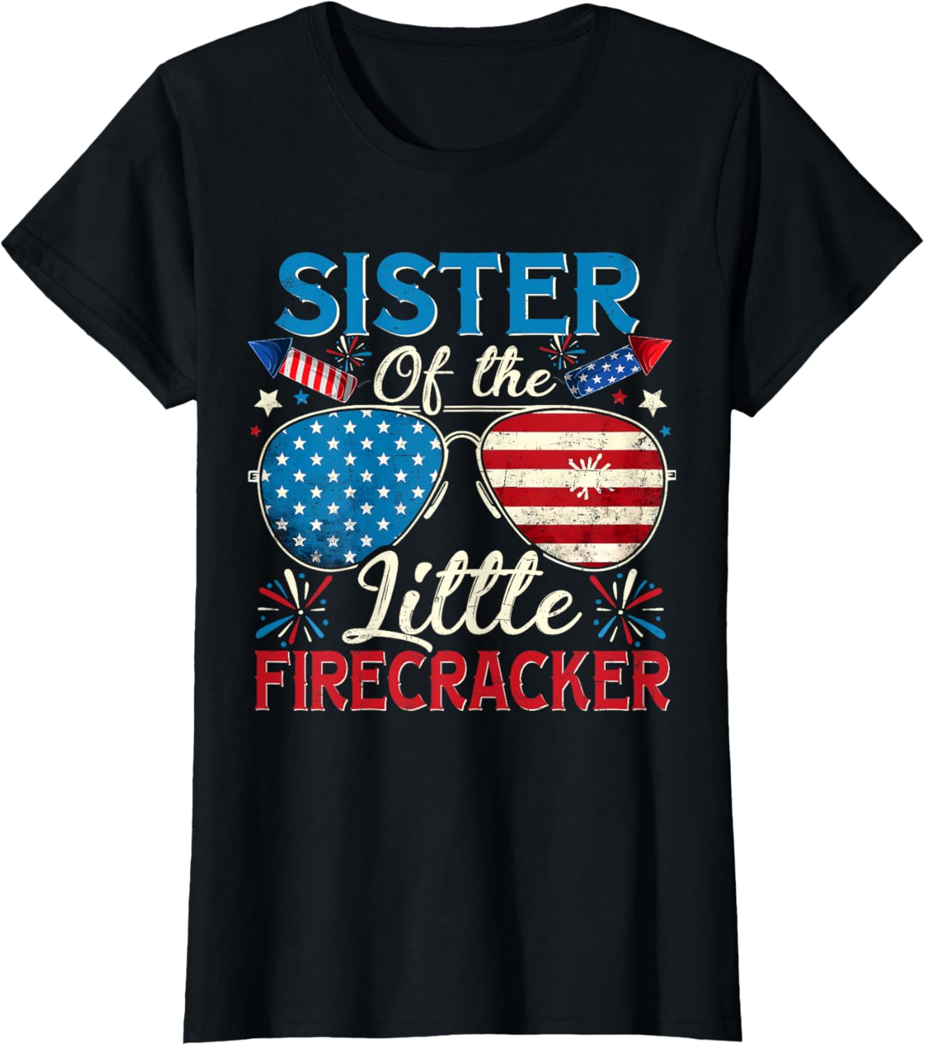Sister Of The Little Firecracker 4th Of July Birthday Party T-shirt