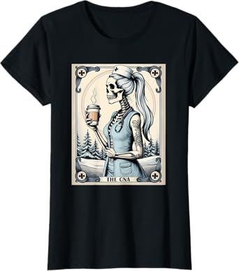 Certified Nurse Assistant Tarot Card Skeleton CNA Halloween T-Shirt