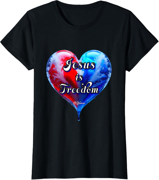 Jesus Is Freedom Heart | 4th Of July | Usa T-shirt
