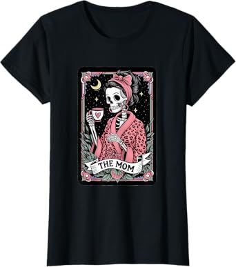 Gothic Tarot Cards Clothes The Mom Tarot Card Mama Graphic Vintage Goth Mommy Skeleton Unisex X-Small Black Short Sleeve T-Shirt