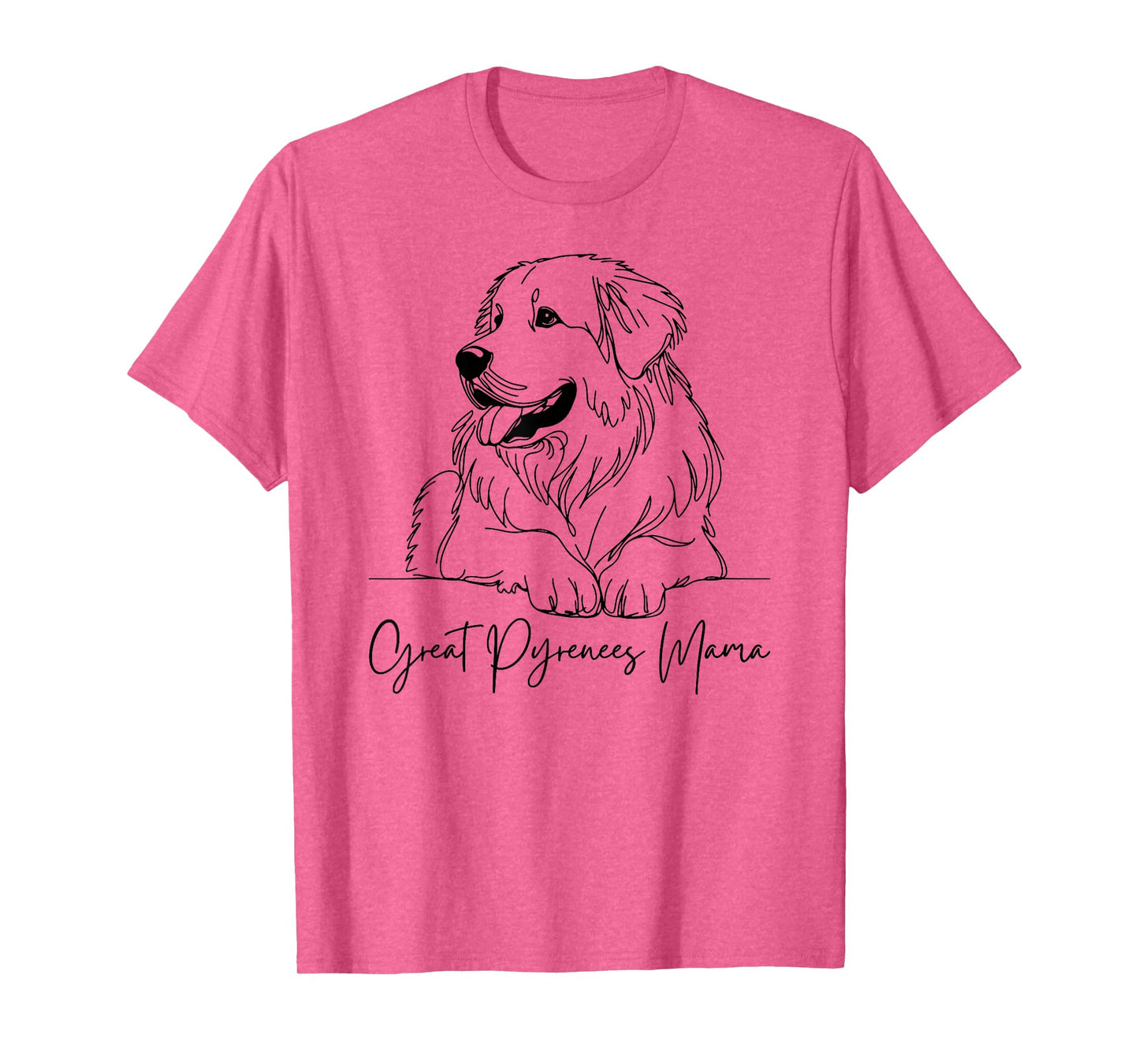 Great Pyrenees Mama Great Pyrenees Mom Cute Dog Line Art T-Shirt