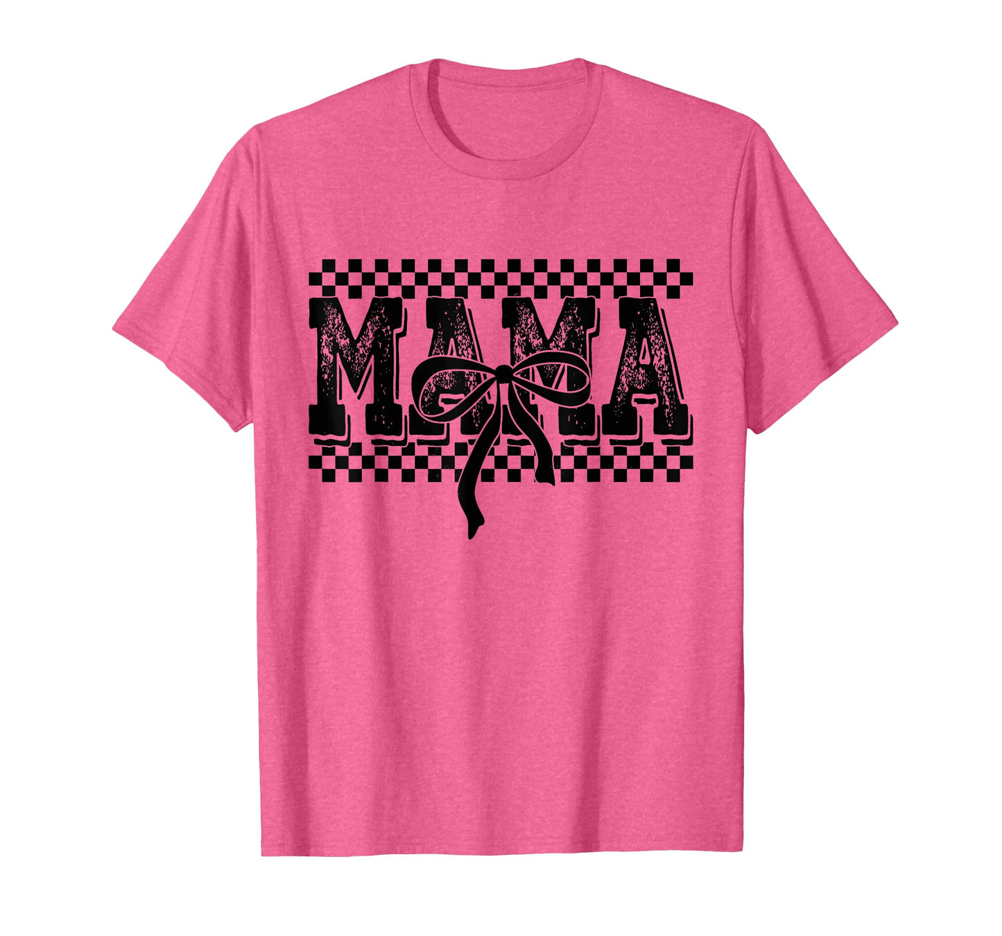 Retro Checkered Mama Coquette Bow Mama Floral Mothers Day T-Shirt