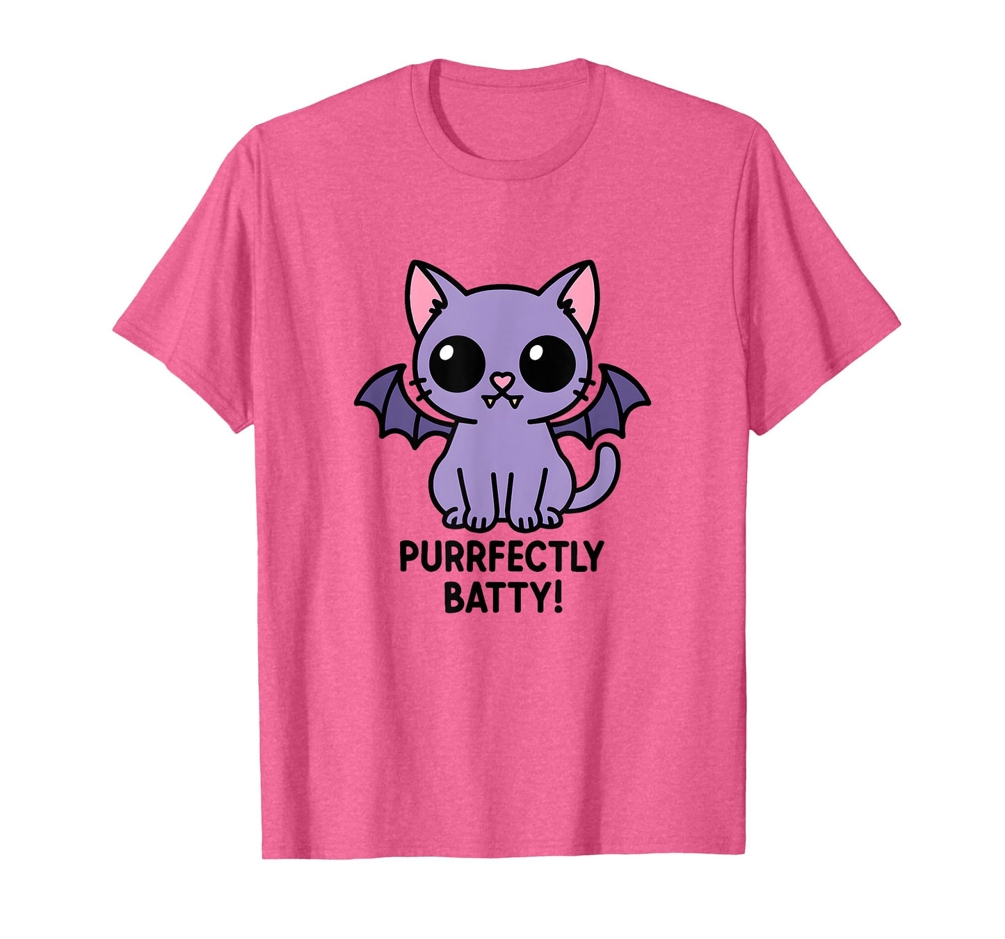 Purrfectly Batty Purple Cat Bat Funny Cute Halloween T-Shirt