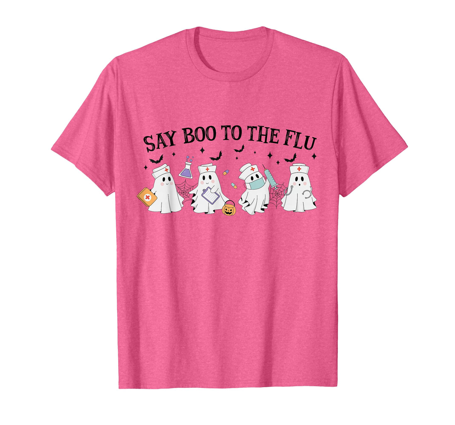 Retro Nurse Ghost Halloween Vaccine Say Boo to The Flu T-Shirt