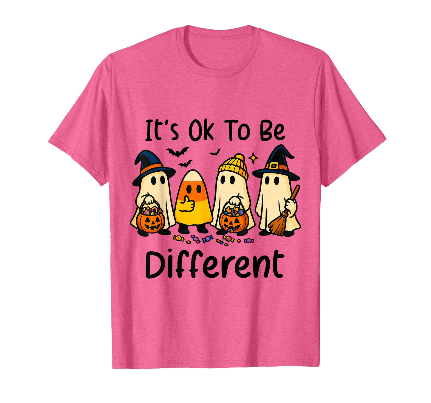 Halloween Candy Corn Ghost Its Ok to Be Different Kids Girl T-Shirt