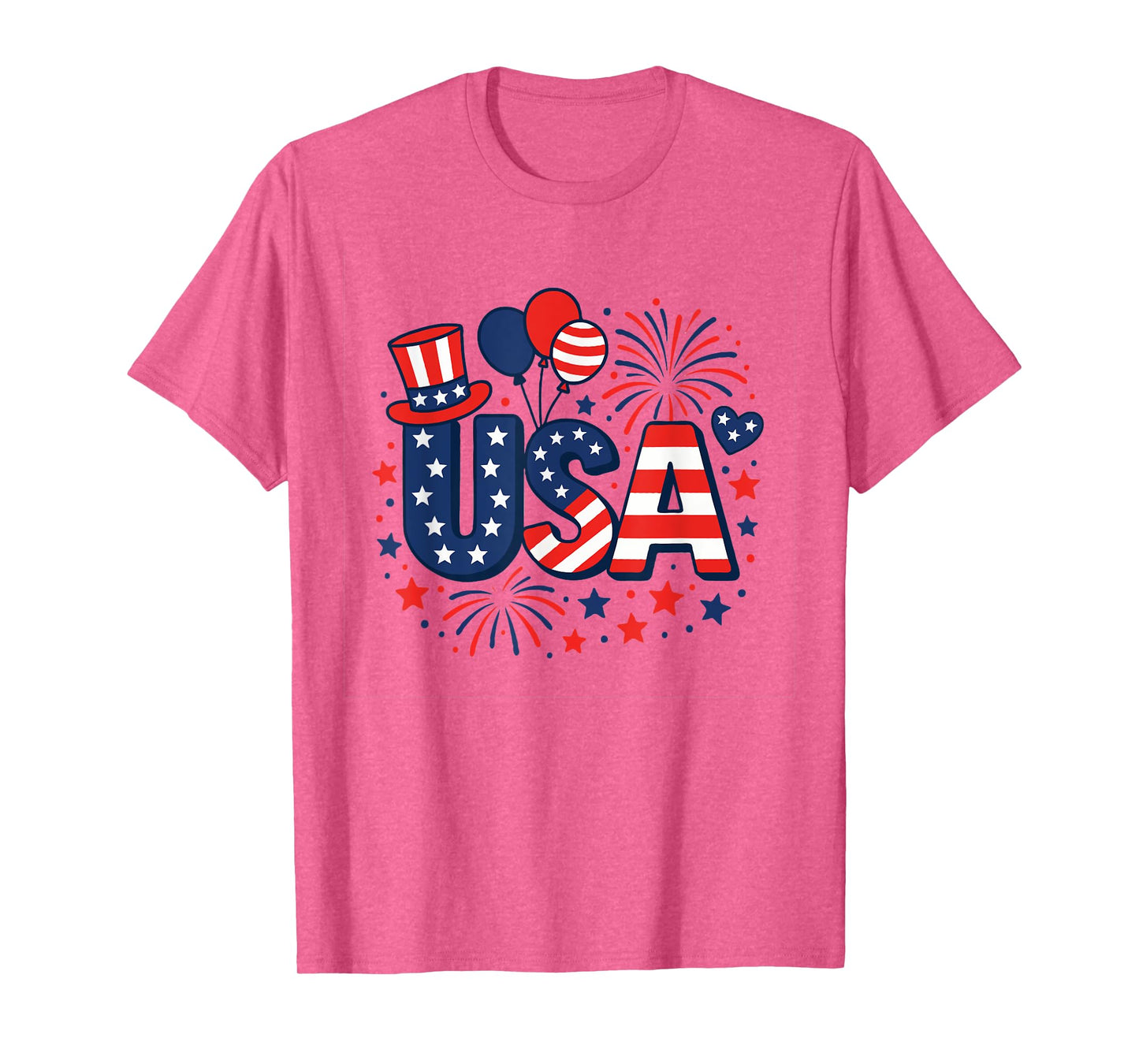 4th of July Shirts Cotton Crewneck USA American Flag T-Shirt T-Shirt
