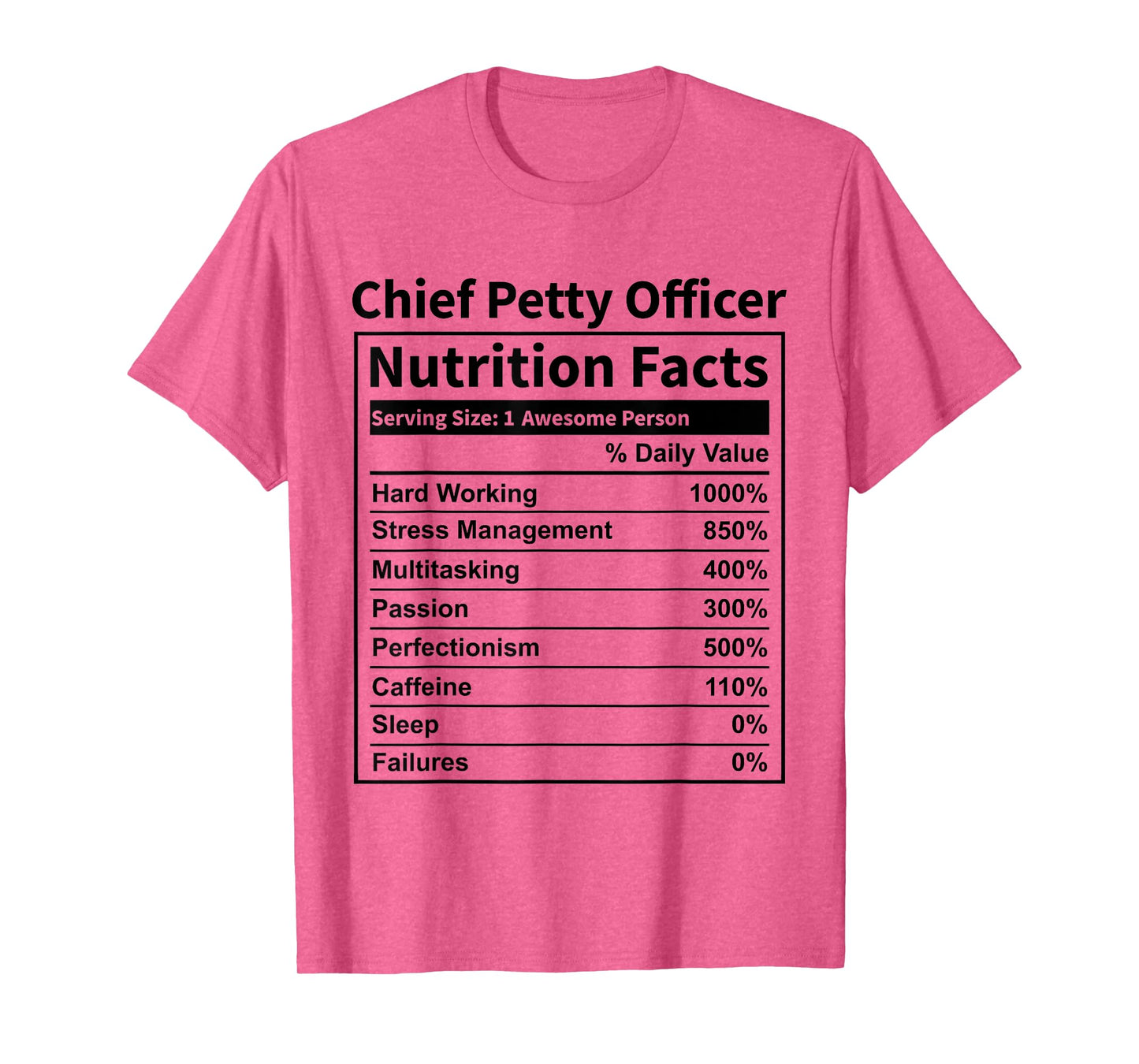 CPO Chief Petty Officer Nutrition Facts Funny for Men Women T-Shirt
