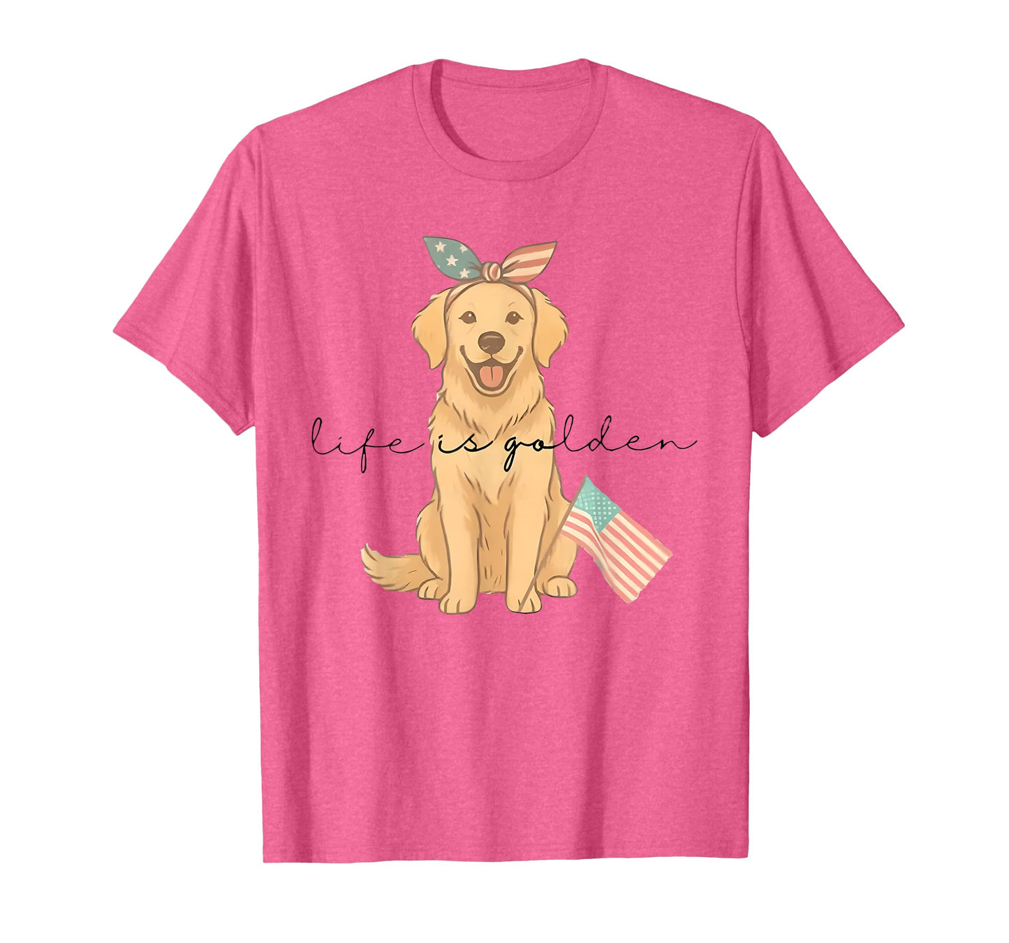 Life Is Golden Funny Patriotic Golden Retriever 4th of July T-Shirt
