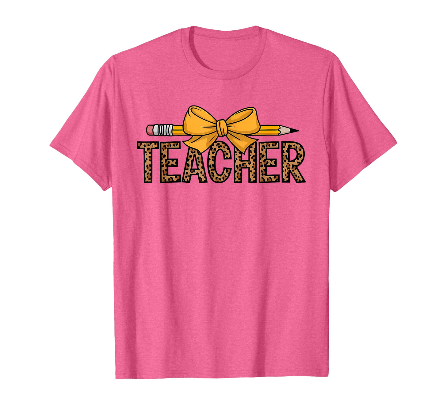 Leopard Teacher Coquette Pencil Bow Back to School Women T-Shirt