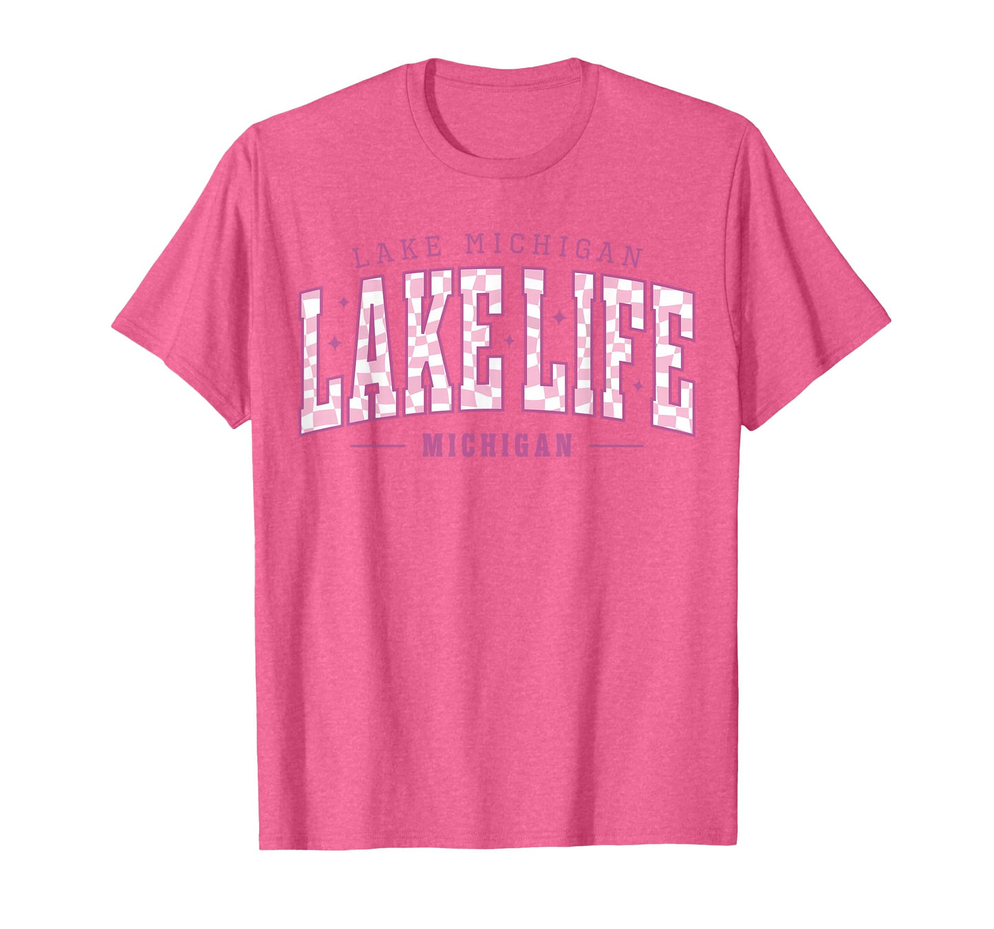 Lake Life Checkerboard Michigan Lake Summer Vacation Babe T-Shirt