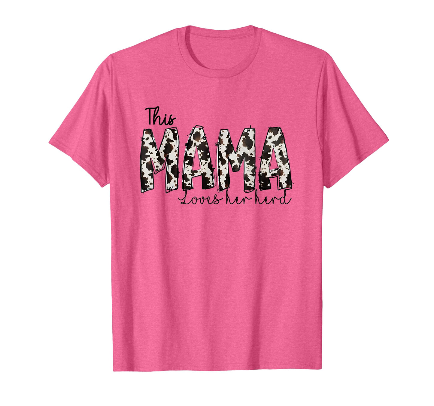 This Mama Loves Her Herd Mother's Day Cow Pattern T-Shirt