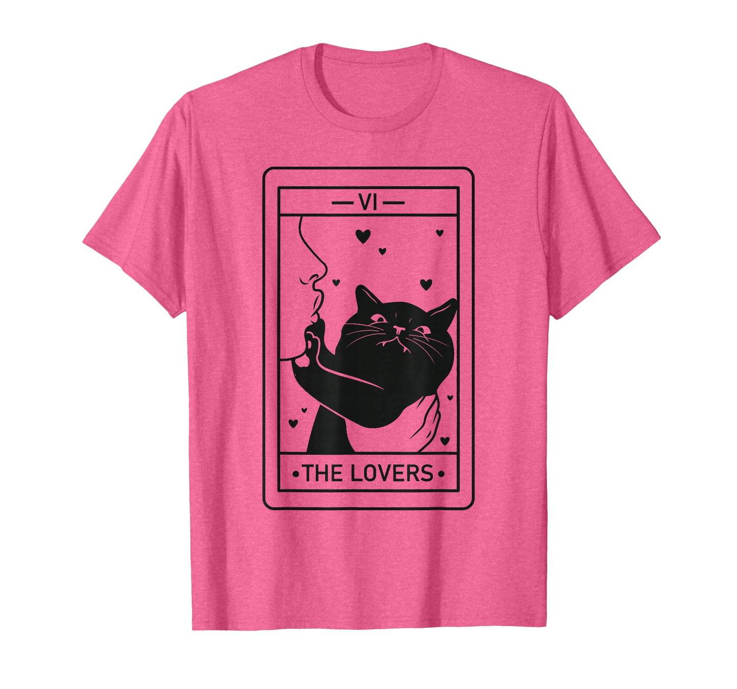 Black Cat Tarot Halloween Witchy Cat The Lovers Men Women T-Shirt