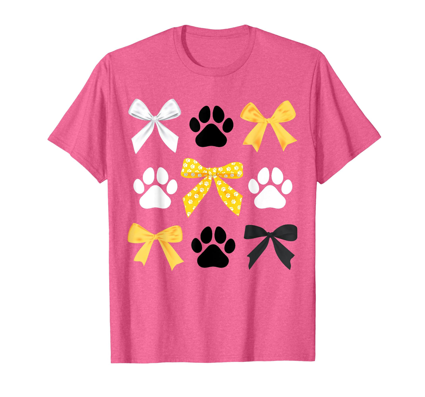 Coquette Bows and Paw Print Trendy School Spirit Teacher T-Shirt