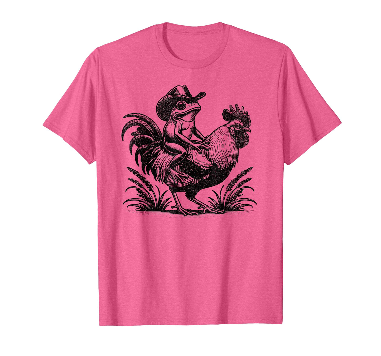 Funny Frog With Cowboy Hat Riding Rooster Country Life T-Shirt