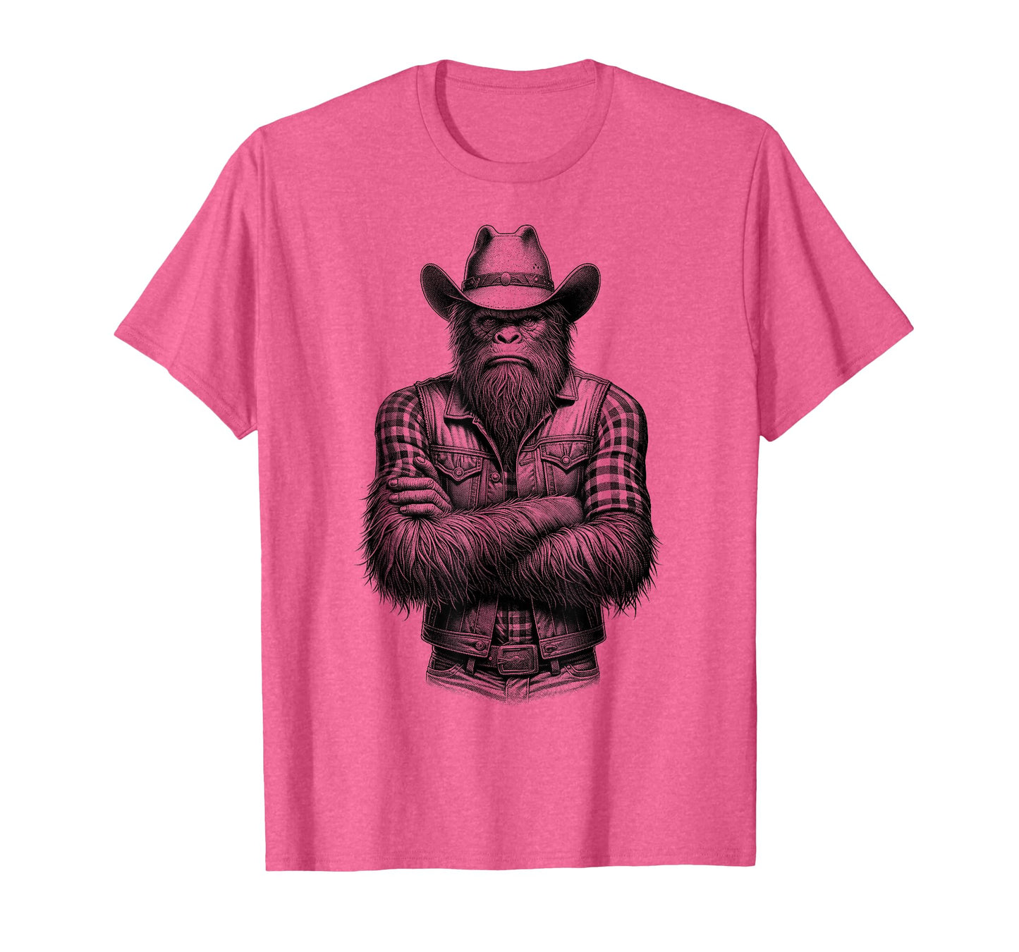 Bigfoot Sasquatch Funny Vintage Cowboy Cryptid Graphic Myth T-Shirt