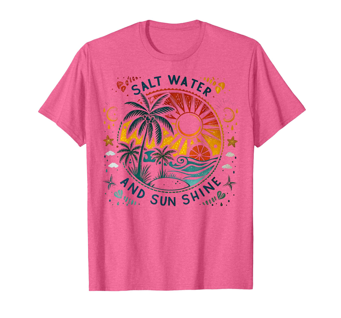 Salt Water And Sun Shine Beach Palm Tree Summer Vacation T-Shirt