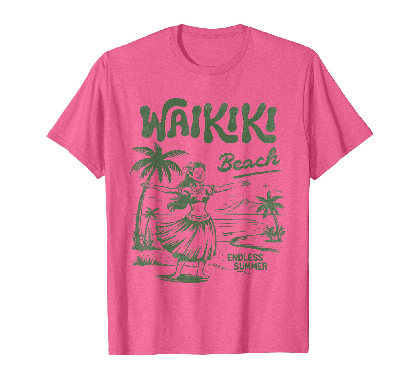 Retro Waikiki Hula Girl Hawaii Beach Vintage Island Vibes T-Shirt