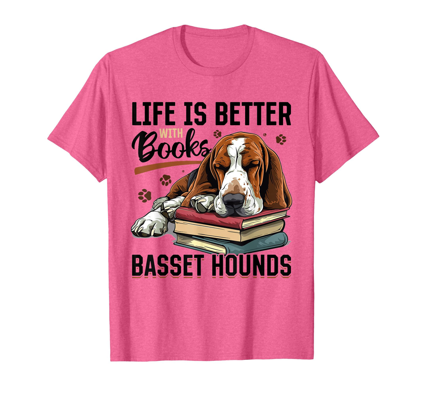 Basset Hound Dog Breed Life is Better with Books and a T-Shirt for Men Women Girls Kids
