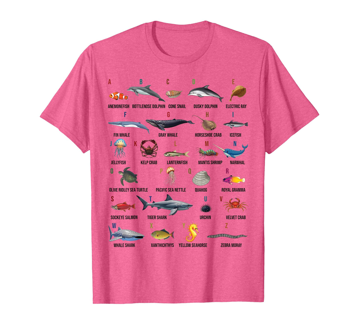 A-Z Ocean Life Alphabet Marine Creatures Exploration T-Shirt