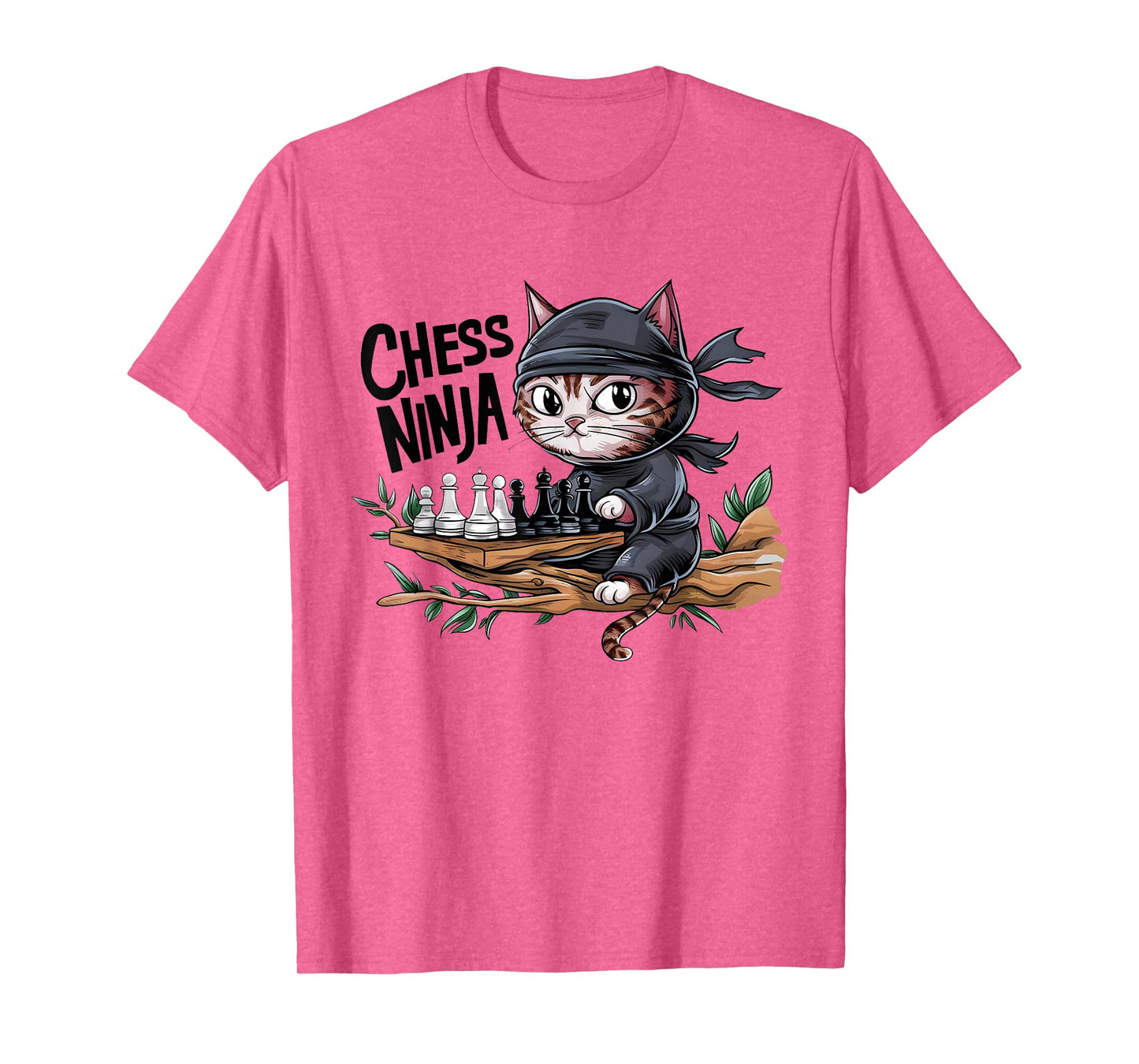 Chess Ninja Funny Cat Playing Chess Boy Girls Birthday Men T-Shirt