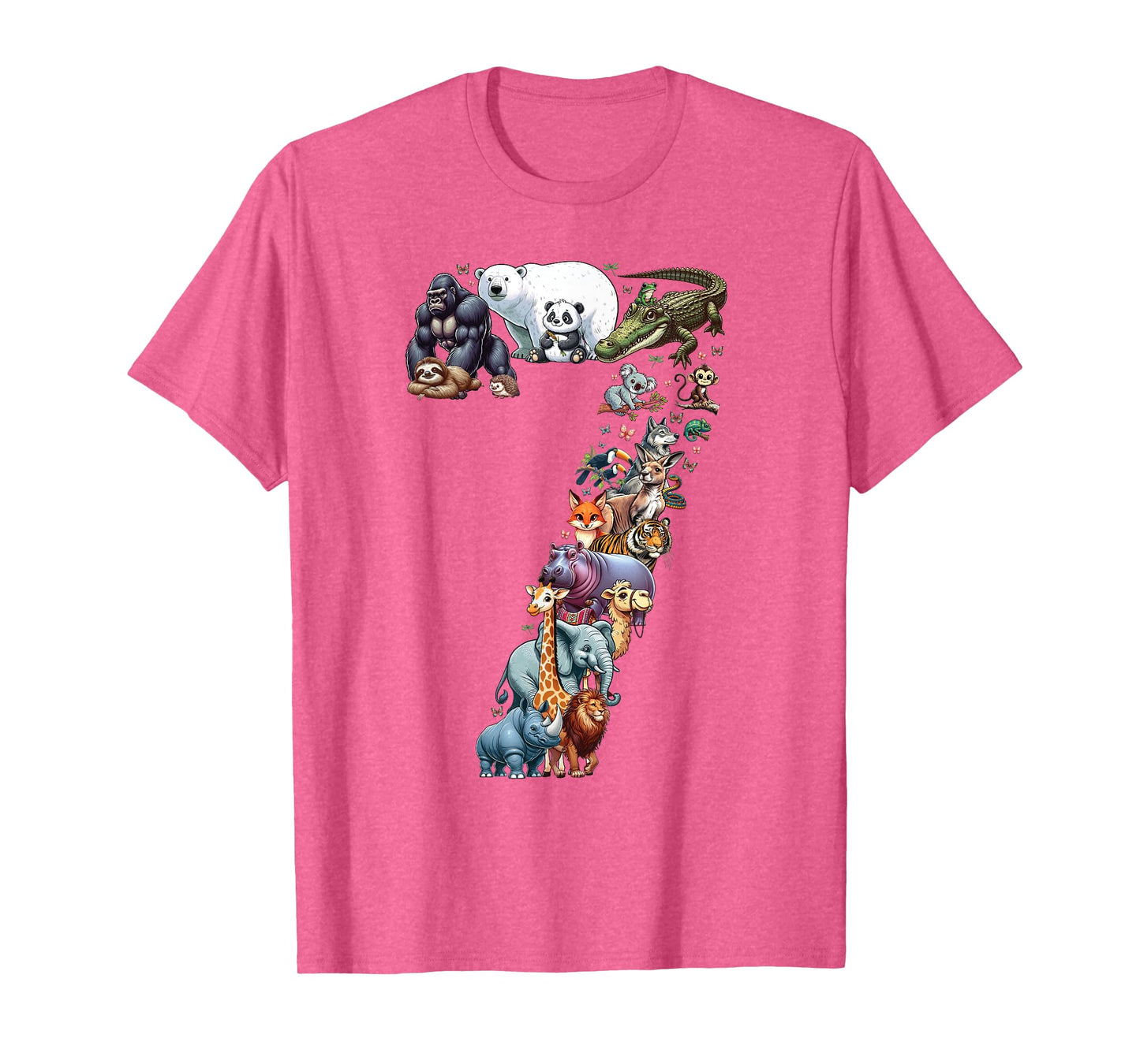 7th Birthday 7 Years Old Zoo Animals Wildlife Safari Jungle T-Shirt