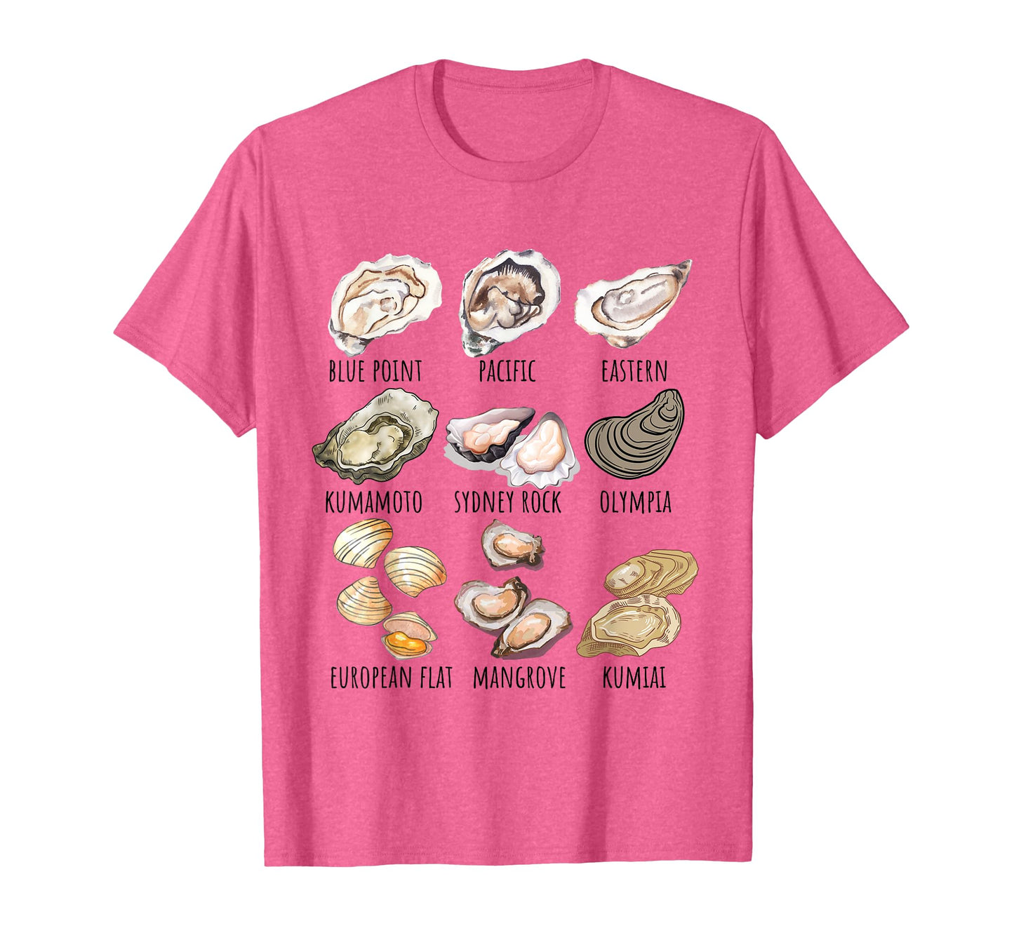 Different Type of Oysters Breed Collection,Cute Oyster Lover T-Shirt