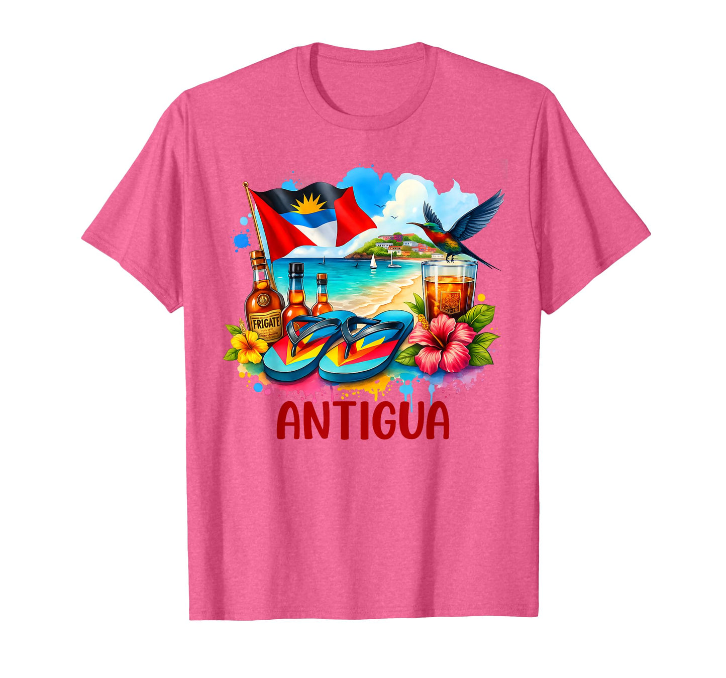 Antigua and Barbuda Flag Island Flip Flops Tropical Beach T-Shirt