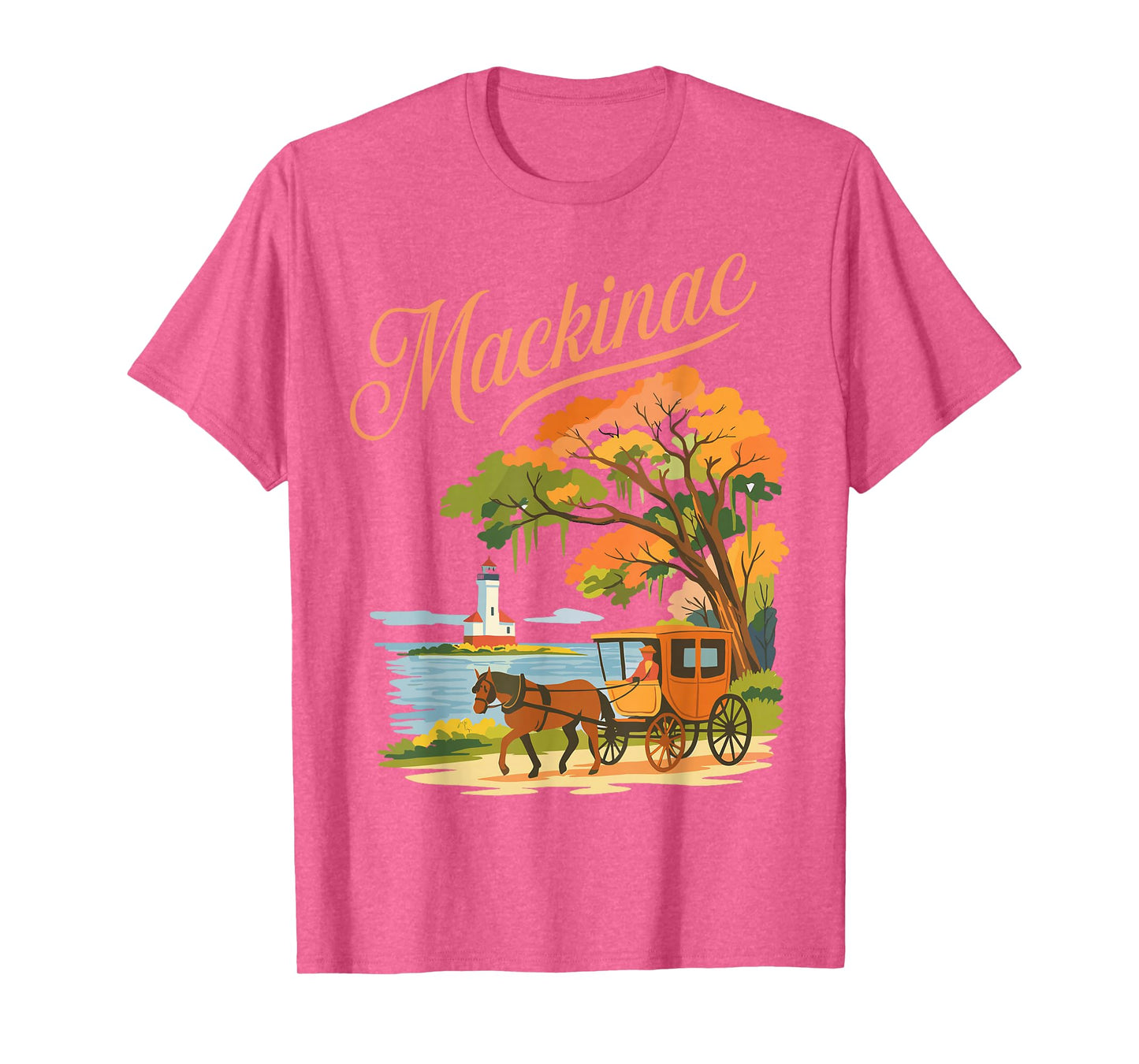 Mackinac Island Carriage Bridge Lakeview Vintage Ferry Scene T-Shirt