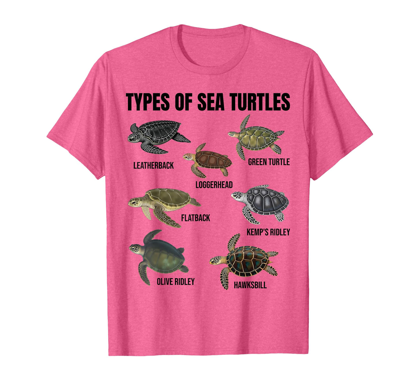 Types of Sea Turtles Marine Turtle Species Educational Chart T-Shirt