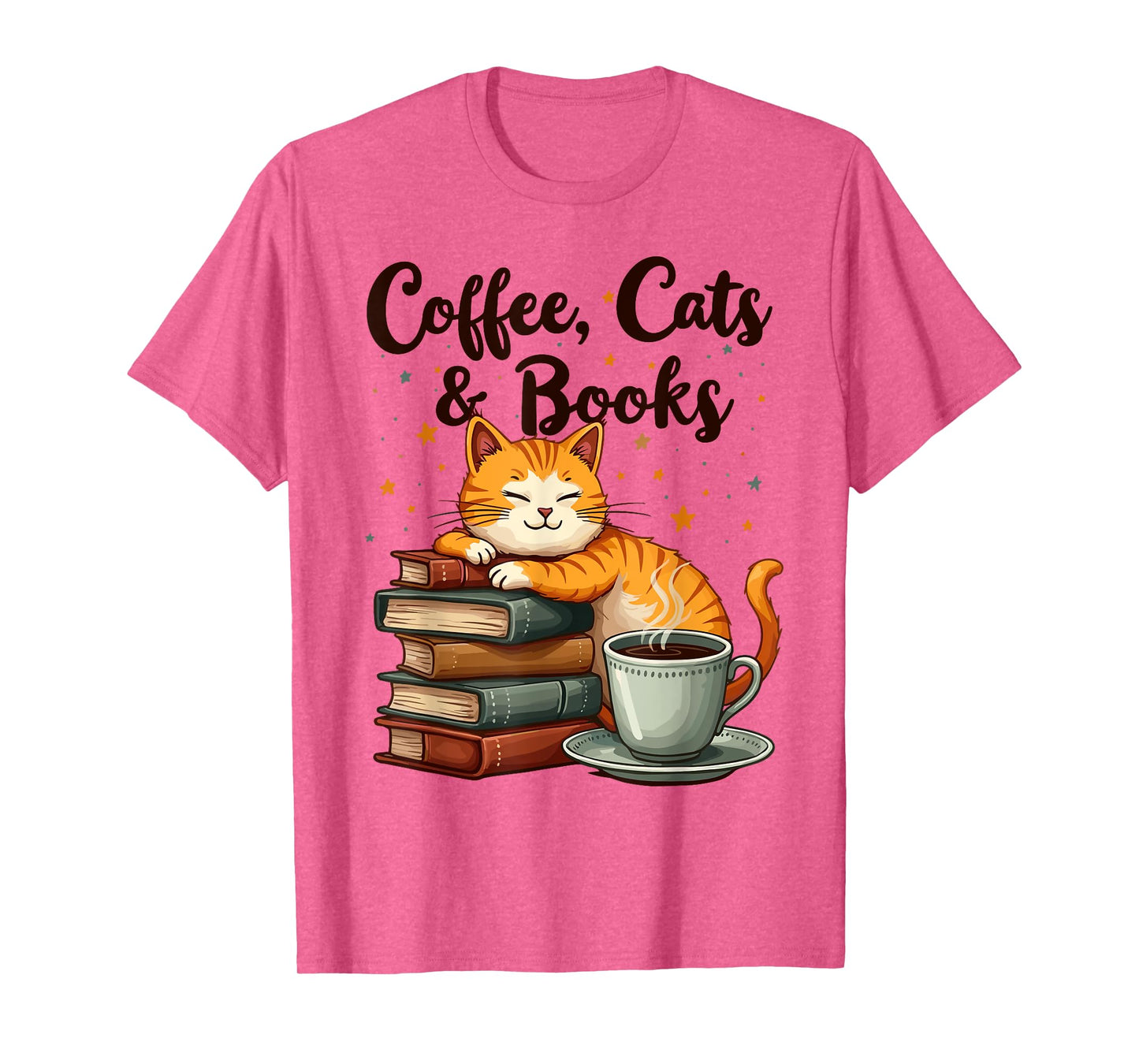 Coffee Cats And Books Lover, For Women & Girls, Funny Coffee T-Shirt