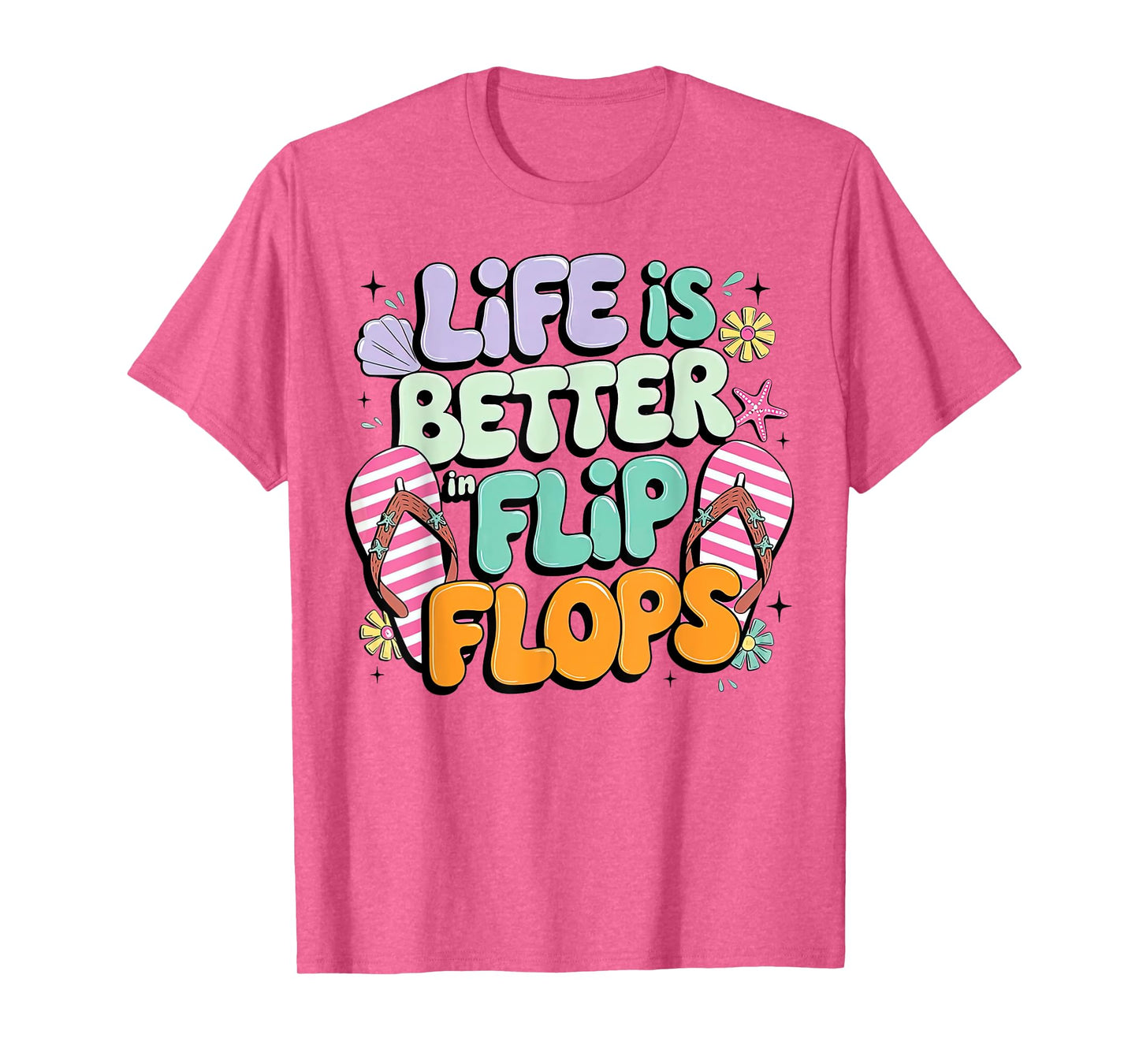 Life Is Better In Flip Flops Retro Summer Beach Girls Womans T-Shirt