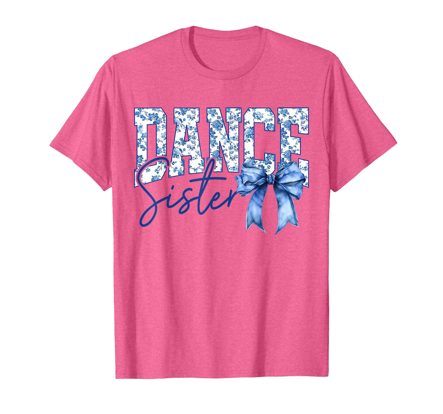 Dance Sister Coquette Bow Toile Blue Bow Floral Coquette Bow T-Shirt