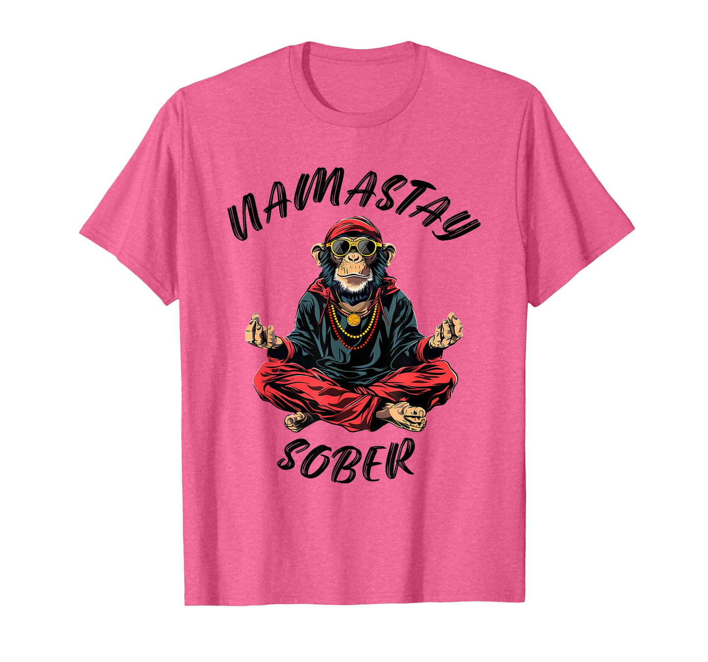 Namastay Sober Monkey Funny Sobriety Narcotics Anonymous T-Shirt