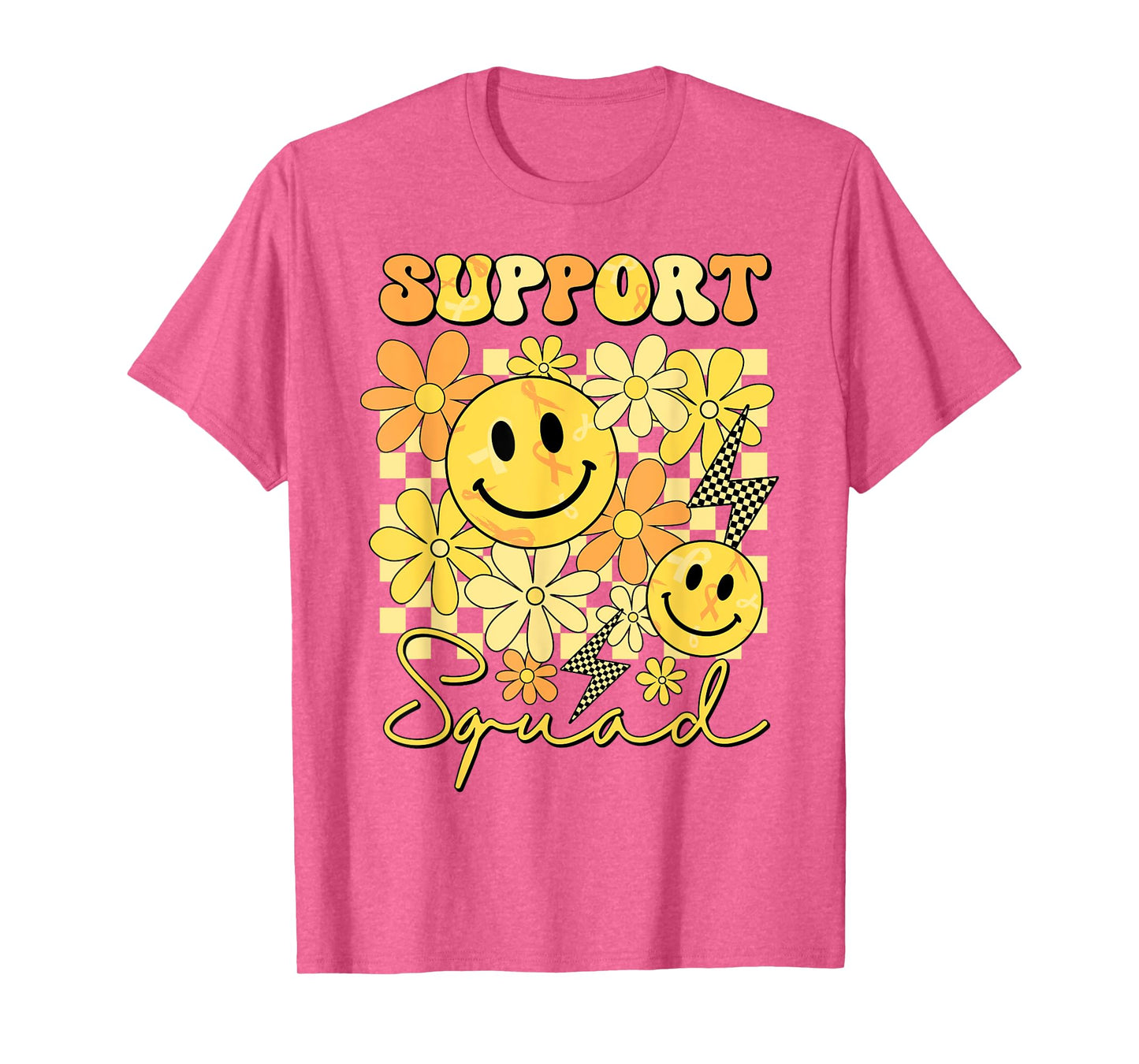 Support Squad Childhood Cancer Smile Face Gold Ribbon Kids T-Shirt