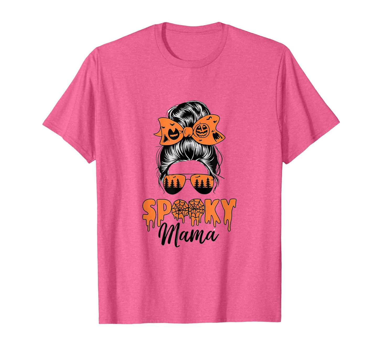 Spooky Mama Mommy Halloween Mom Life Messy Bun T-Shirt
