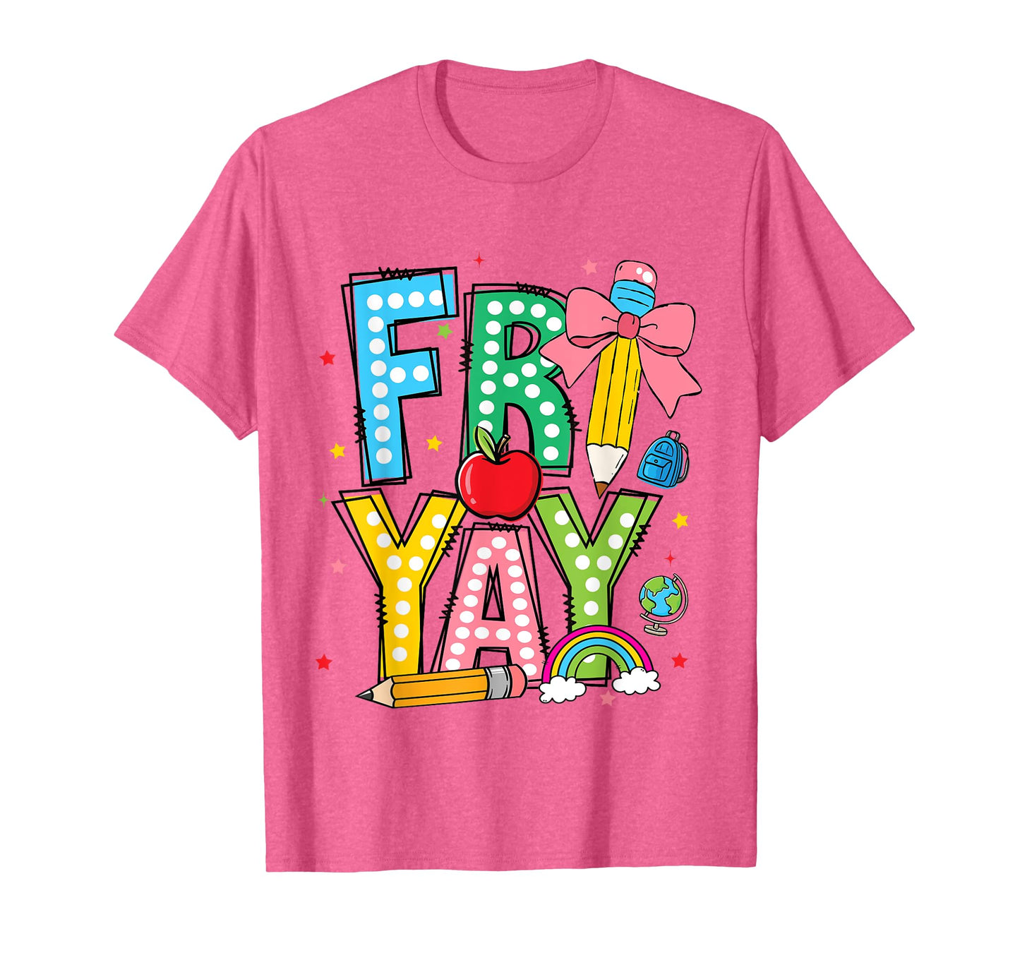 Happy Friyay Coquette Bow Friday Weekend Teacher Girls Kids T-Shirt