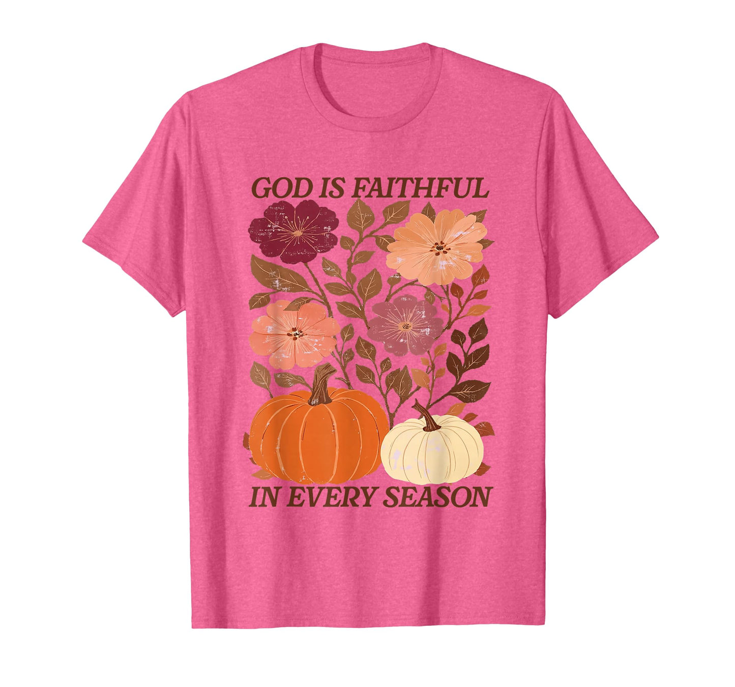 God is Faithful in Every Season Boho Floral Fall Christian T-Shirt