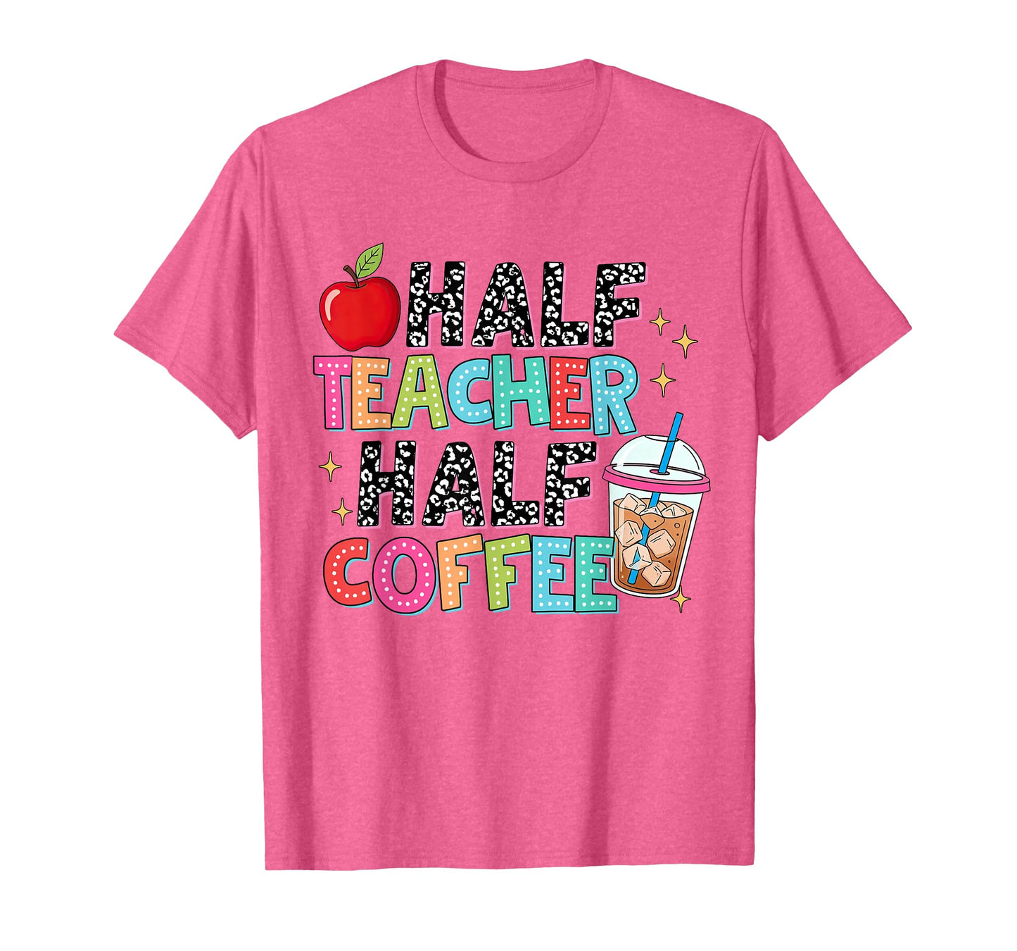 Half Coffee Half Teacher Life Teach Checkered Coffee Lover T-Shirt