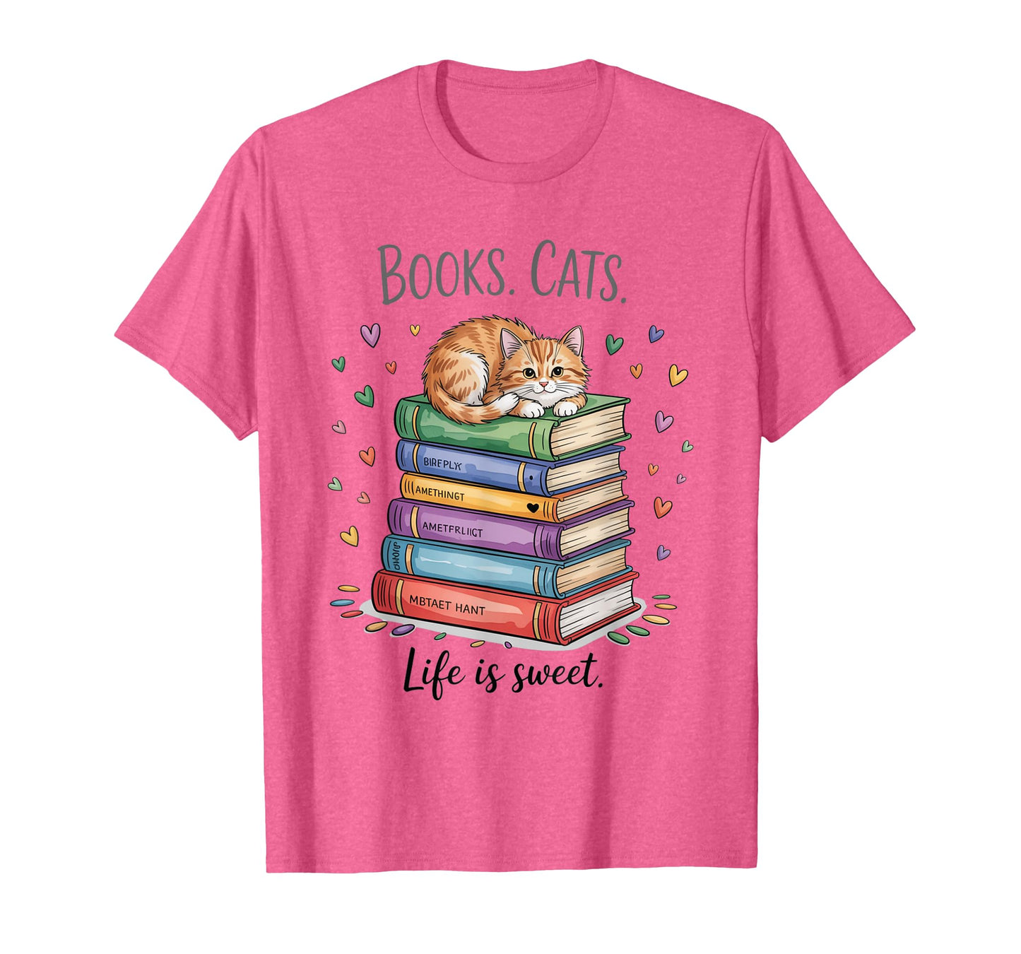 Funny Cats Books Lover Men Women T-Shirt