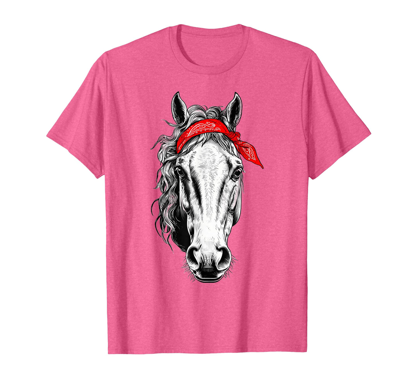 Girls Western Shirt Horse Graphic Red Bandana Tee T-Shirt