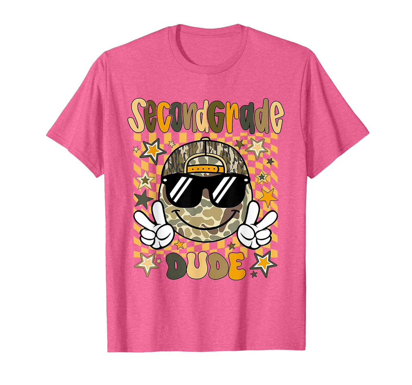 Second Grade Camo Camouflage Smile Face Back To School Kids T-Shirt