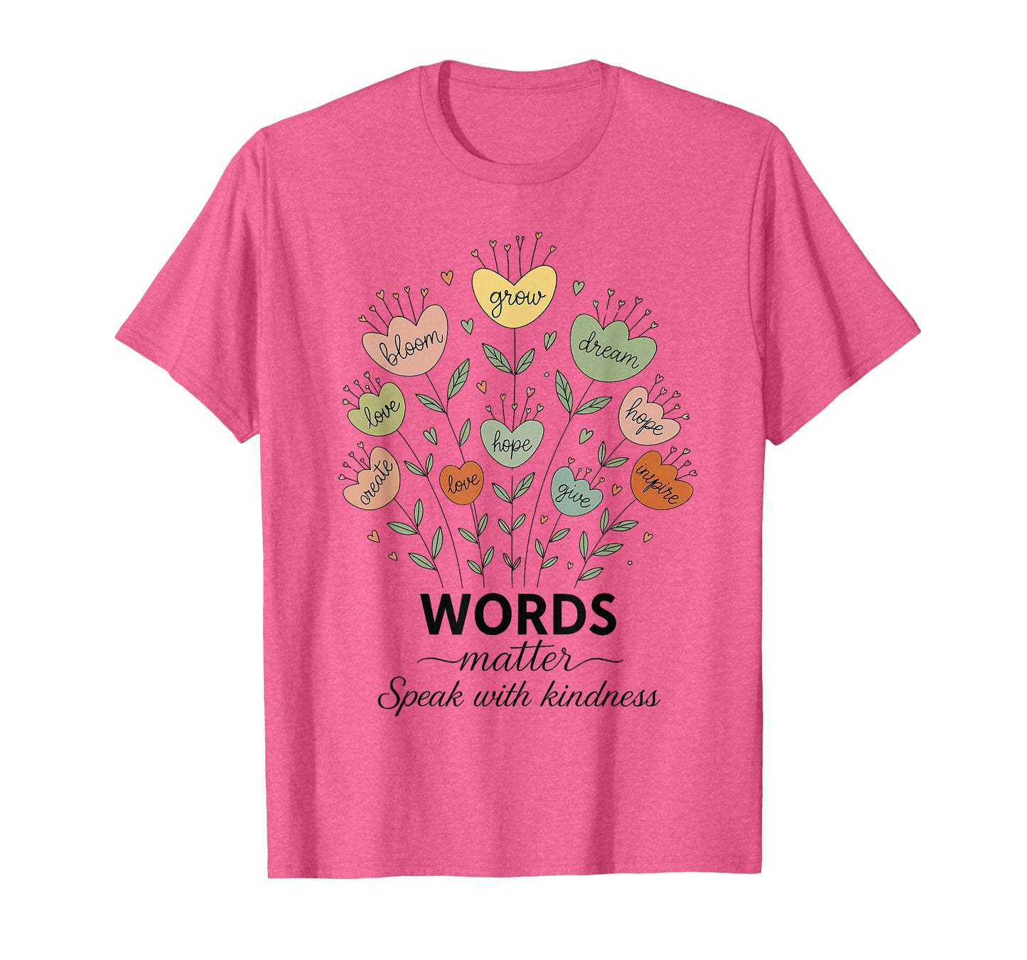 Words Matter Speak with Kindness Boho Floral Mental Health T-Shirt